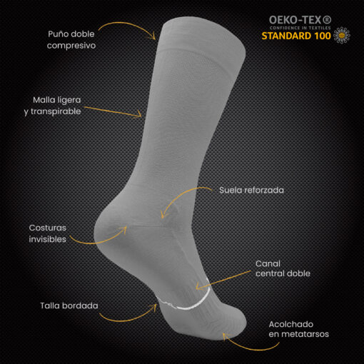 Calcetines Ciclismo y Running - TEMPO Gray - Imagen 2