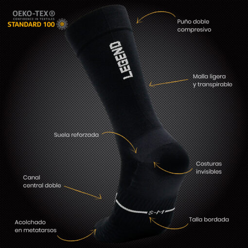 Calcetines Ciclismo y Running - LEGEND Black - Imagen 3