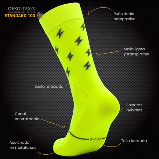 Calcetines Ciclismo y Running - THUNDER Neon - Imagen 3