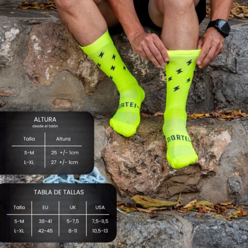 Calcetines Ciclismo y Running - THUNDER Neon - Imagen 4