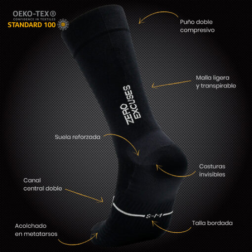 Calcetines Ciclismo y Running - ZERO EXCUSES Black - Imagen 3