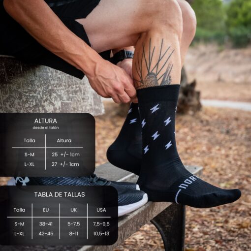 Calcetines Ciclismo y Running - THUNDER Black - Imagen 4