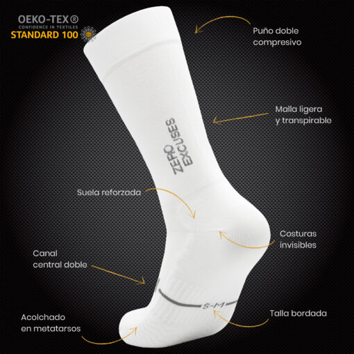 Calcetines Ciclismo y Running - ZERO EXCUSES White - Imagen 3